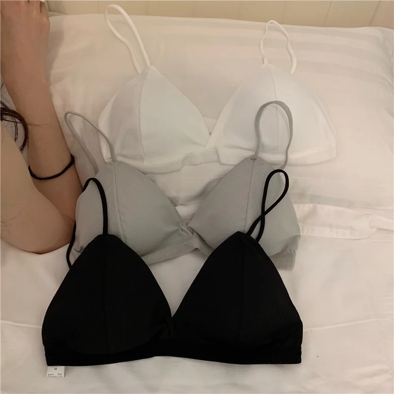 2021 летний простой однотонный бюстгальтер без бретелек с треугольными чашечками