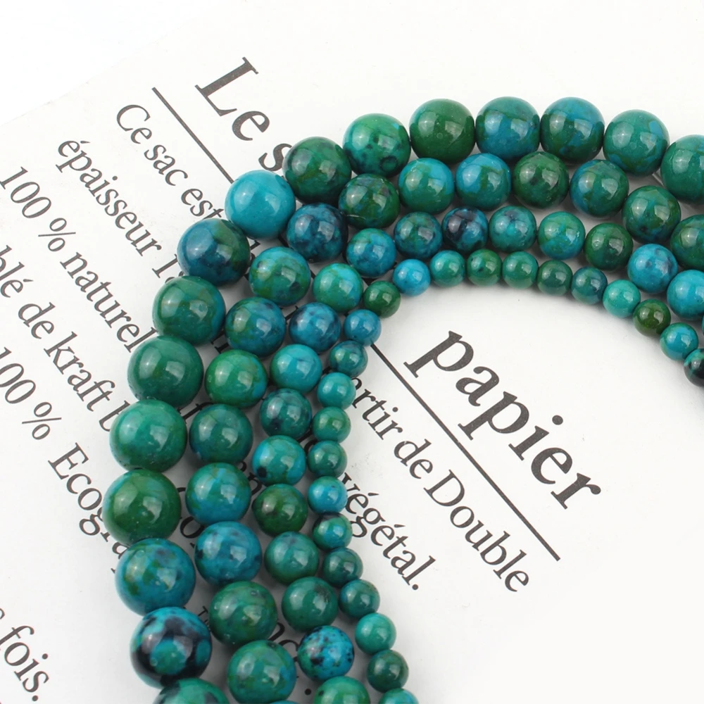 

Natural Stone Green Chrysocolla Round Loose Spacer Beads For Jewelry DIY Making Bracelet Accessories 15'' Strands 4 6 8 10 12mm