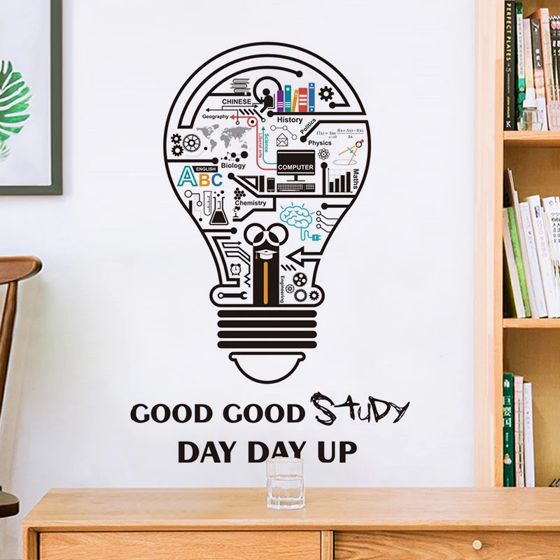 

Creative Light Bulb Wall Stickers Art DIY Self Adhesive Mural WallStickers Bedroom Living Room Wall Decoration Home Office Decor