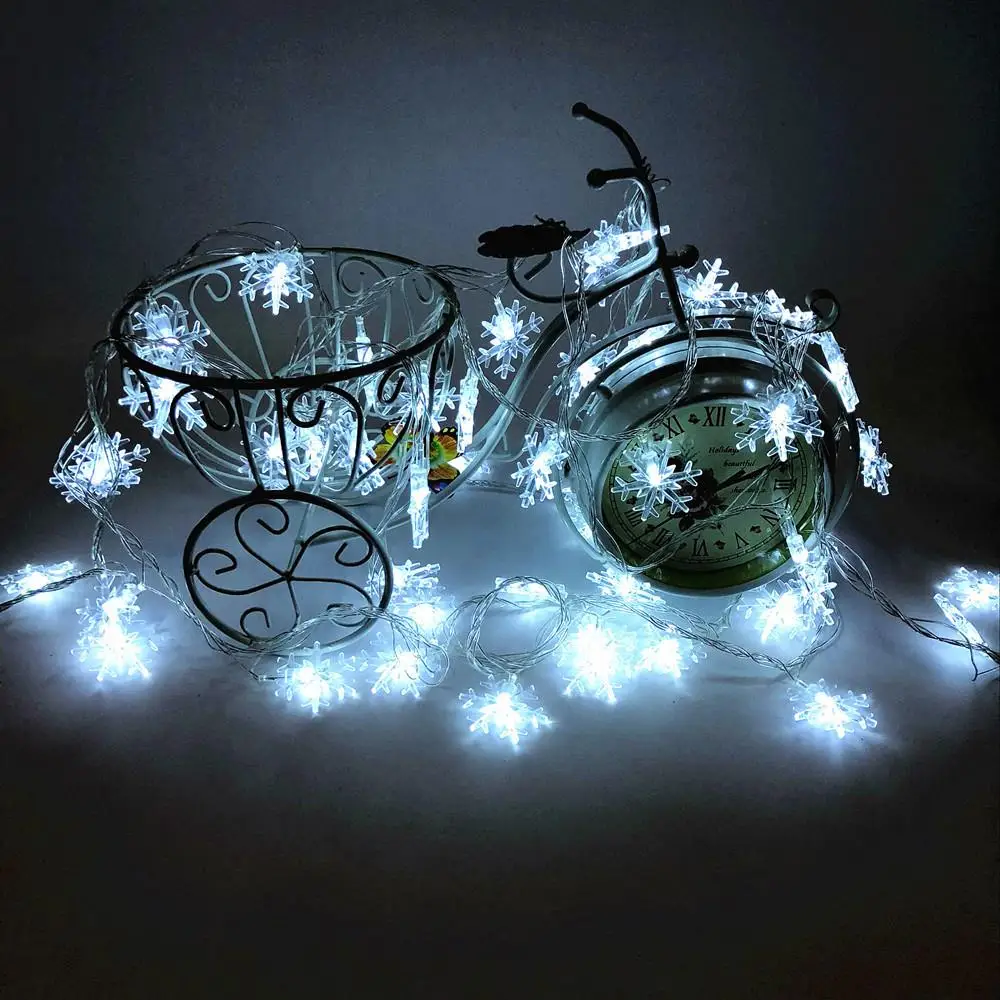 Snowflake Cold White 10 м 100LED 220 В Рождество Снежинка Звездный шар Гирлянды 6 м 40LED Батарея Вспышка Фея легкие гирлянды для свадьбы декор - Испускаемый цвет: Snowflake Cold White