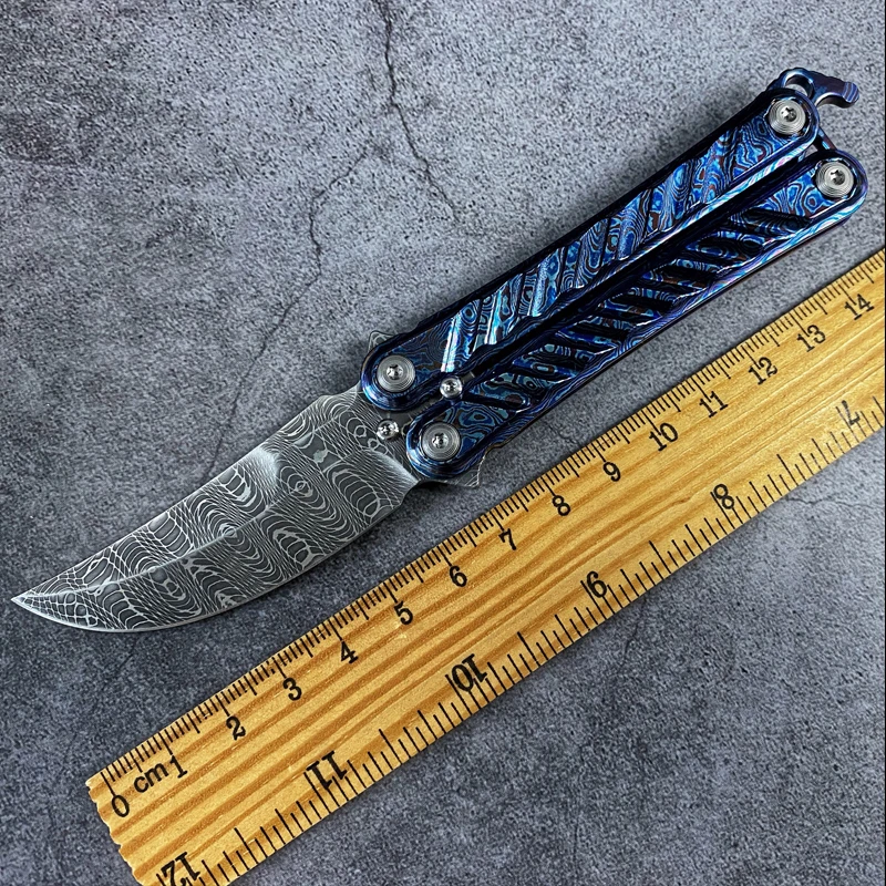 MoyeWorks High-end Limited Edition Titanium Damascus Handle Blade Portable Detachable Knife Collection | Инструменты