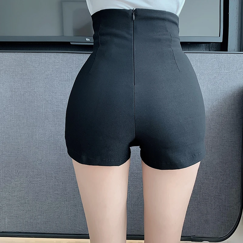 

2021 New Sexy Split Skirt Women's Summer Black Shorts with High Waist and Slim Hip and Wide Leg Shorts