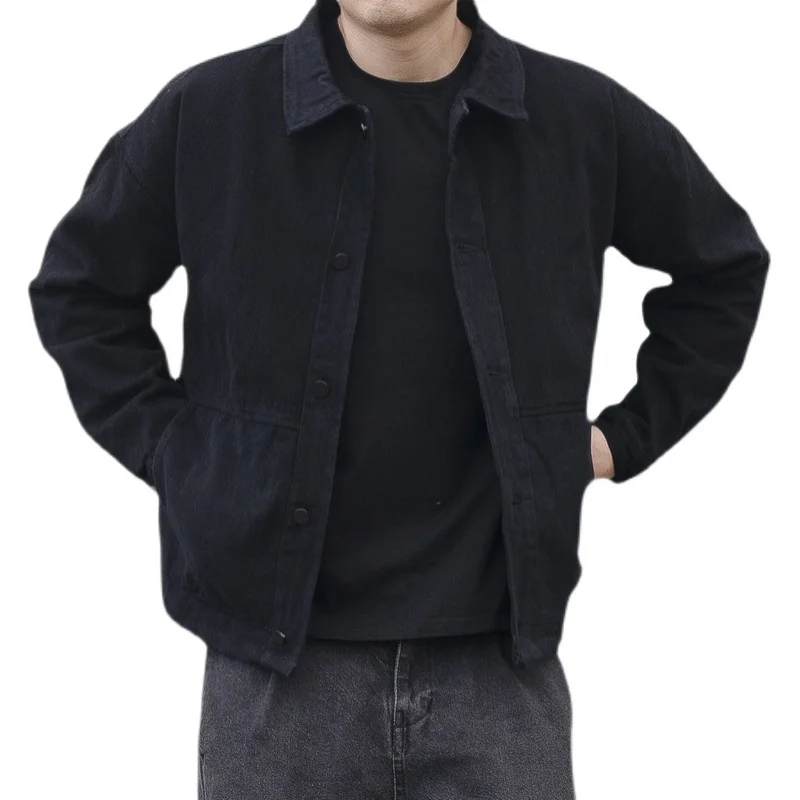 

Pasbos Japanese Jackets Man Men's Coat Retro Denim Clothing Tide Trendy Handsome Clothes Loose Outerwear Workwear Mens Coats