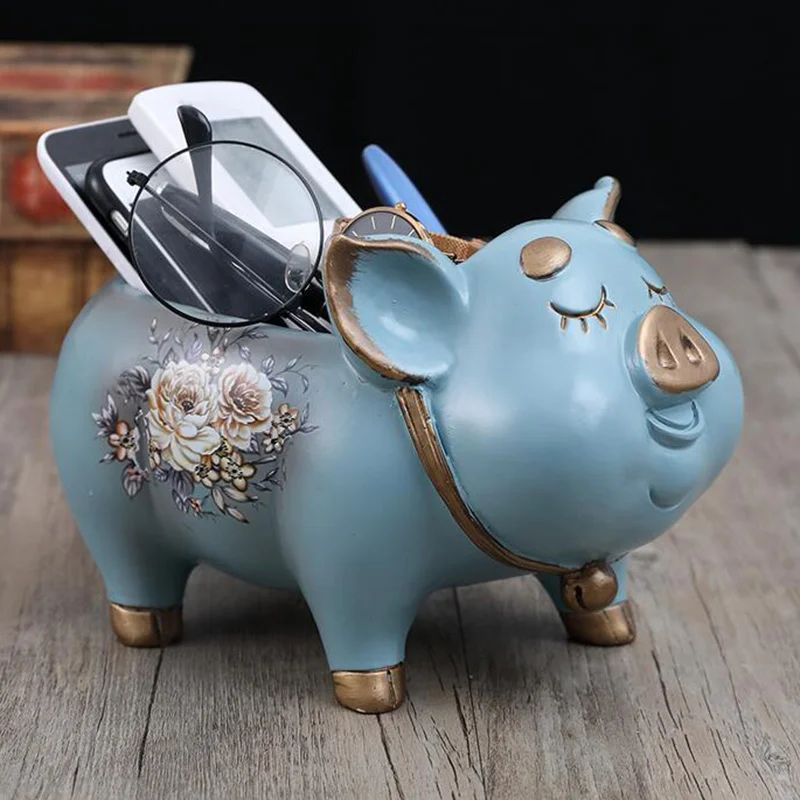 

Pig Shape Remote Control Organizer Caddy Desktop Supplies Storage Box Ornament for Household YE-Hot