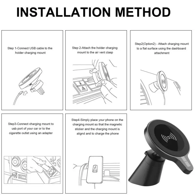 

Magnetic Wireless Car Charger Mount For IPhone 12 Pro Max Fast Charging Wireless Charger Car Phone Holder For Samsung