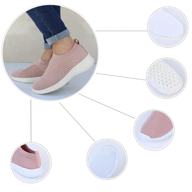 Plus Size Women Running Shoes 2020 New Fashion Slip On Soft Mesh Breathable Female Sneakers Lightweight Outdoor Sports | Спорт и