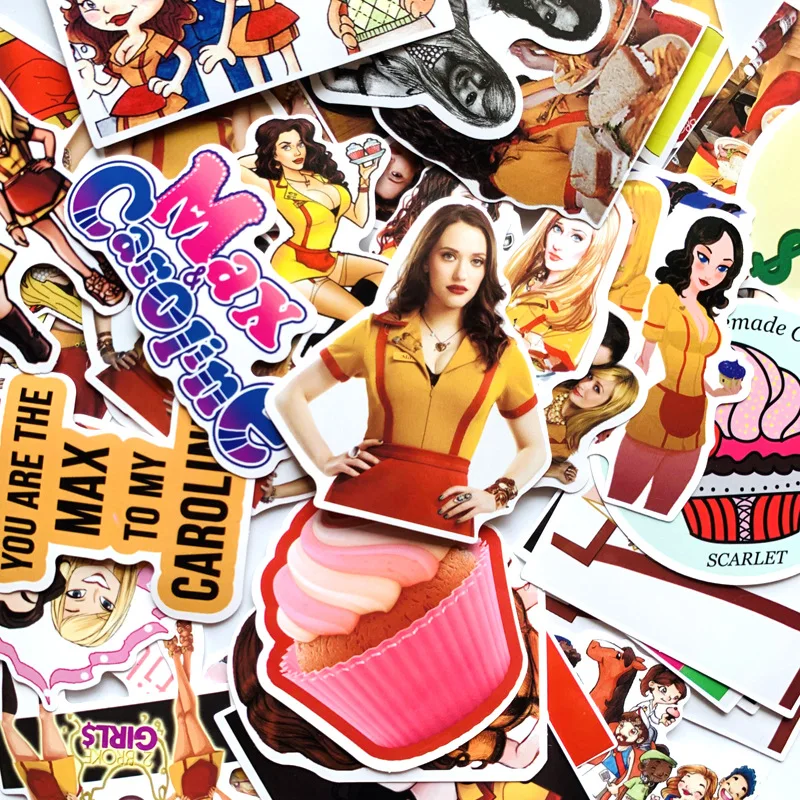 

50pcs 2 Broke Girls tv show paster Cartoon characters anime movie decals scrapbooking diy phone laptop waterproof decorations