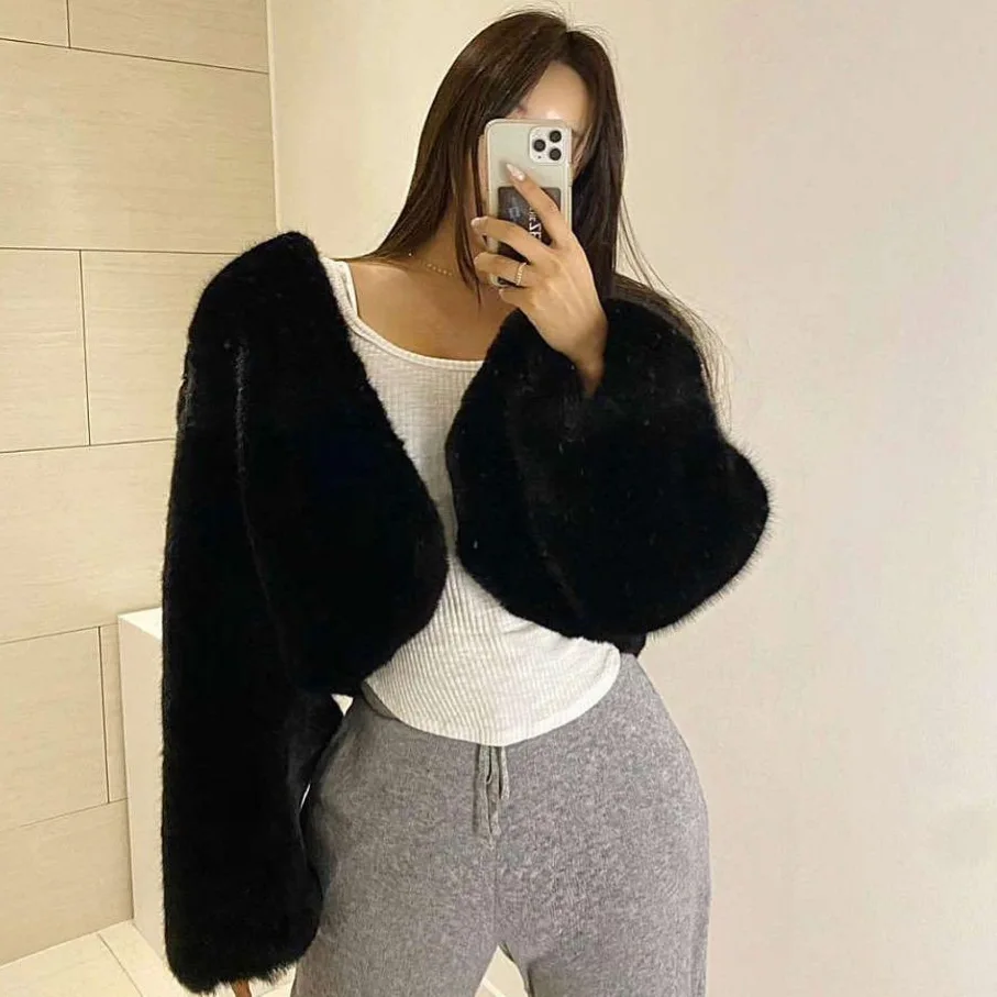 

Fur Coat Faux Fur Coat Plush Fur Coat Women's Fur Coat Mink Fur Plush Women's Winter Jacket Solid Teddy Bear Coat Slim Keep Warm