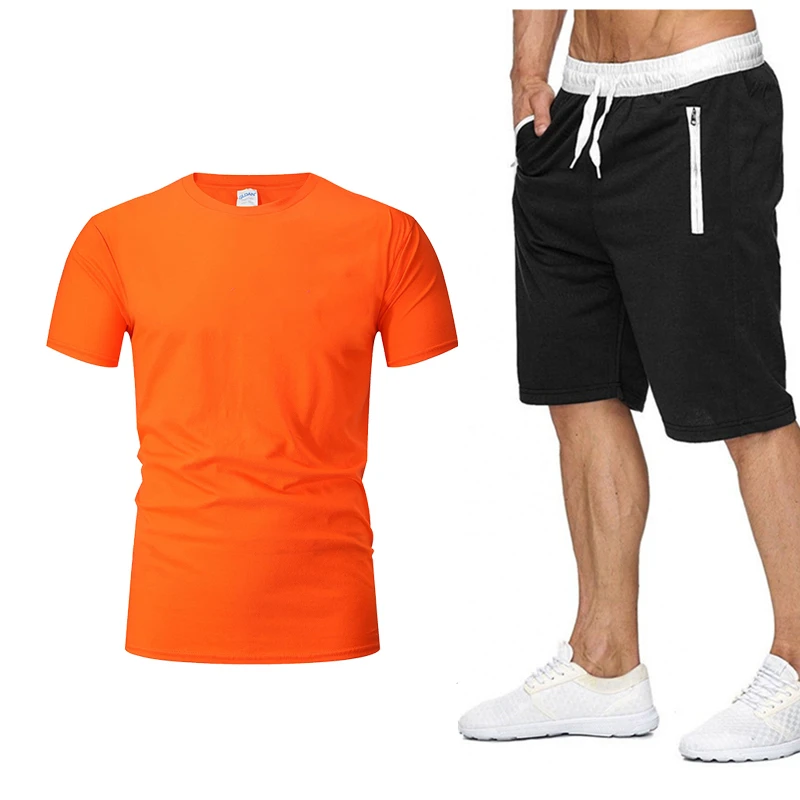 

Mens Sportswear Set Two Piece Casual Wear Short Sleeve T-Shirt + Shorts Streetwear Tracksuit