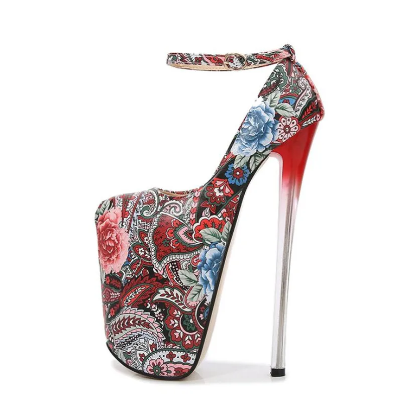 

New women's shoes 22cm stiletto shoes for ladies banquet sexy flowers high quality women's shoes round toe fashion show 34-46 47