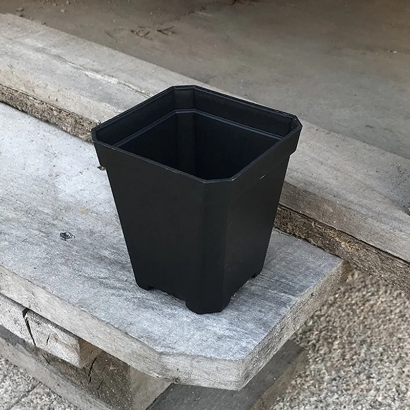 2021 100PCS Plant Disposable Flower Pot Small Black Square Cutting Seedling Plastic Square Pot