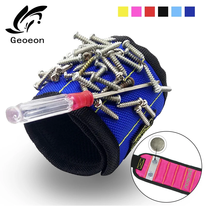Geoeon Polyester Magnetic Wristband Portable Tool Bag Electrician Wrist Belt Screws Nails Drill Bits Holder Repair D28 | Инструменты