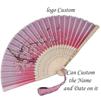 10pcs silk folding fan custom gifts female classical antique folding fan bridesmaid gift decoration ornaments dance hand fan