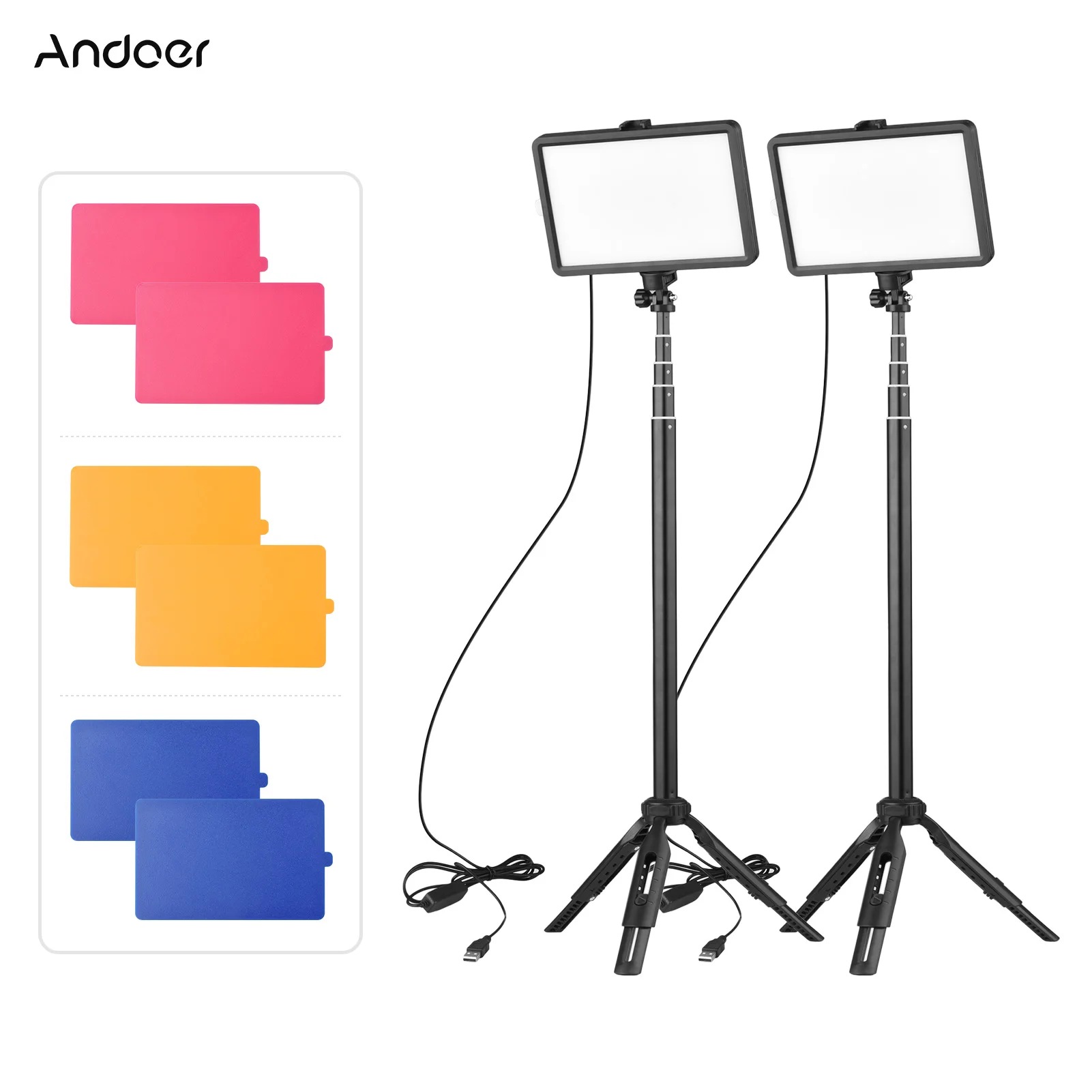 

Andoer Upgraded USB Bi-color Temperature LED Video Light Kit for Live Streaming Video Recording Online Meeting Teaching Lamp