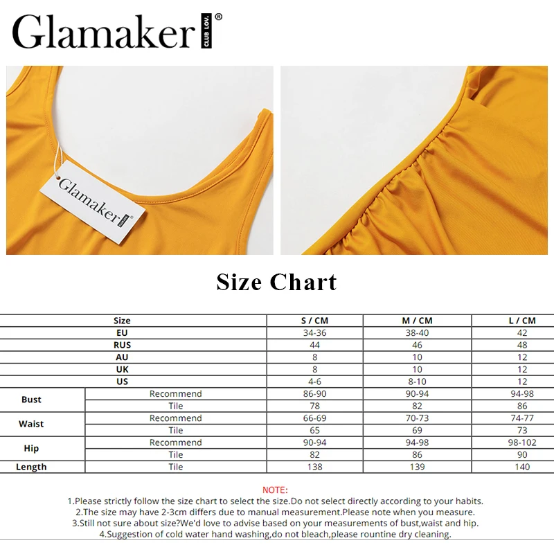 Женский трикотажный сарафан Glamaker желтый облегающий на тонких бретельках без