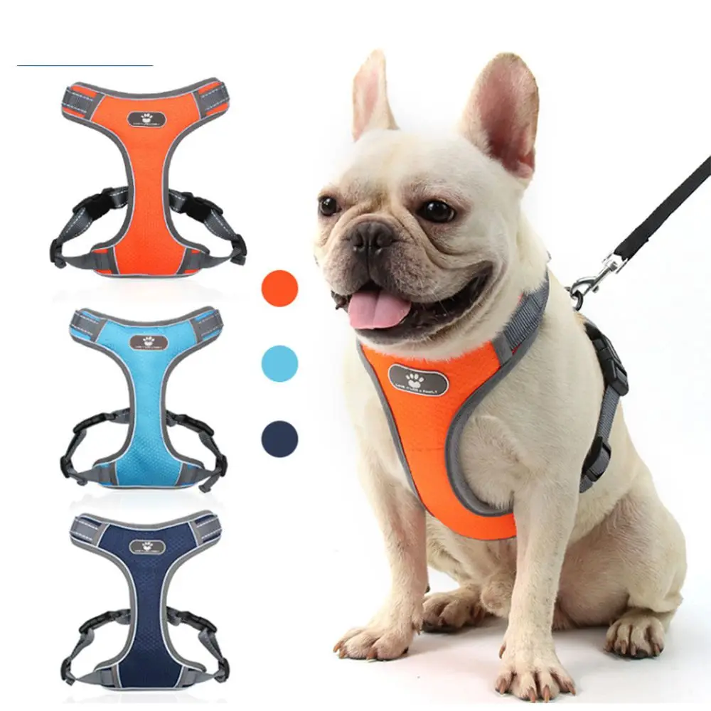 

S-XL New Adjustable Outdoor Walking Reflective Lead Leashs Breathable Vest Soft Mesh Chest Strap Harness Pet Training Supplies