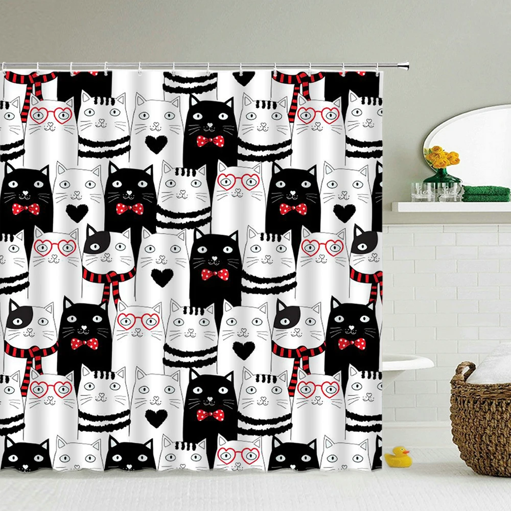 

Шторы для душа из полиэстера с мультяшным котом, собакой, домашний декор, занавески для душа для ребенка, водонепроницаемые шторы для ванной...