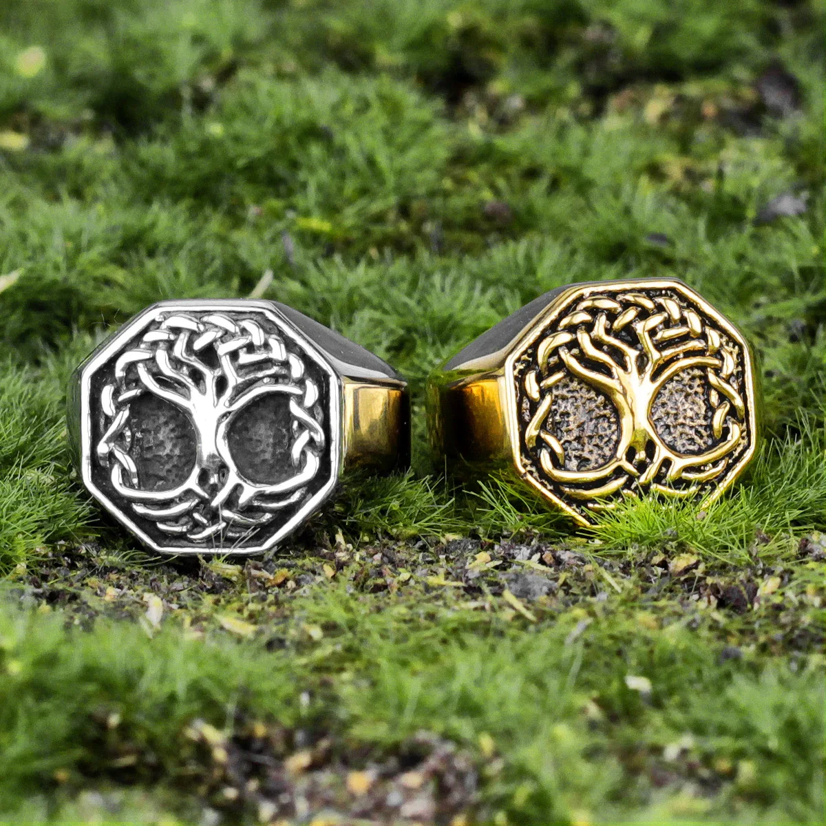 

Viking Tree of Life Celtics Knot Stainless Steel Mens Rings Punk for Male Boyfriend Biker Jewelry Creativity Gift Wholesale