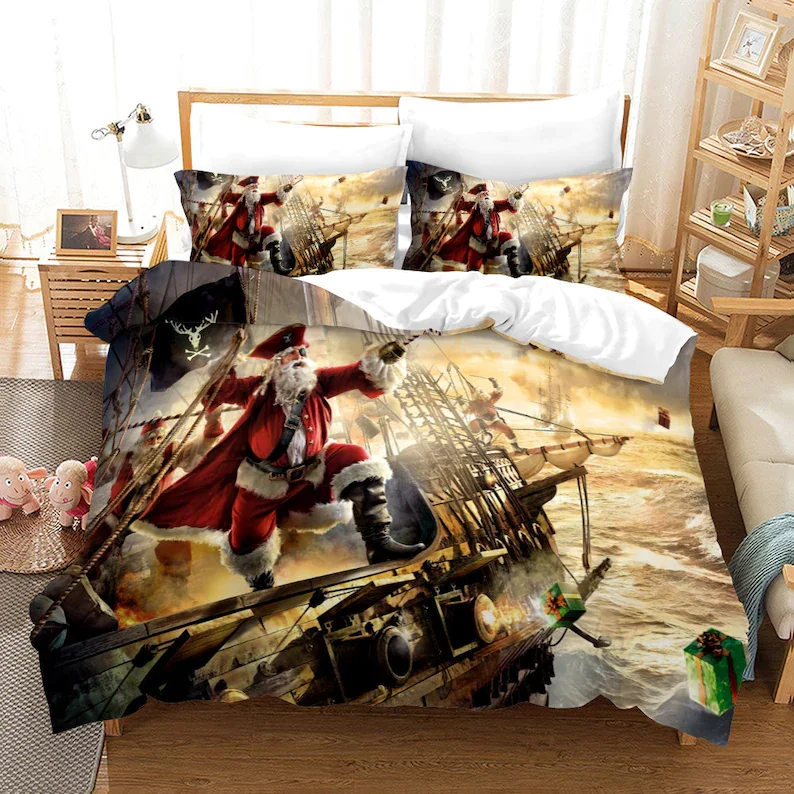 Наборы рождественских одеял с 3d Санта-Клаусом красное морское пиратское по мне