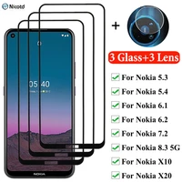 6 in 1 glass nokia 5 4 full cover tempered glass for nokia 5 3 8 3 5g 7 2 6 2 camera lens screen protector for nokia x10 x20