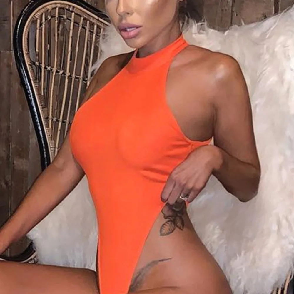 Боди женское в рубчик пикантный неоново-Зеленый Вечерние ний комбинезон без