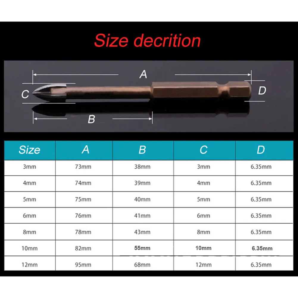 Сверла для поперечной плитки стекло керамика отверстие бетона сплав треугольные