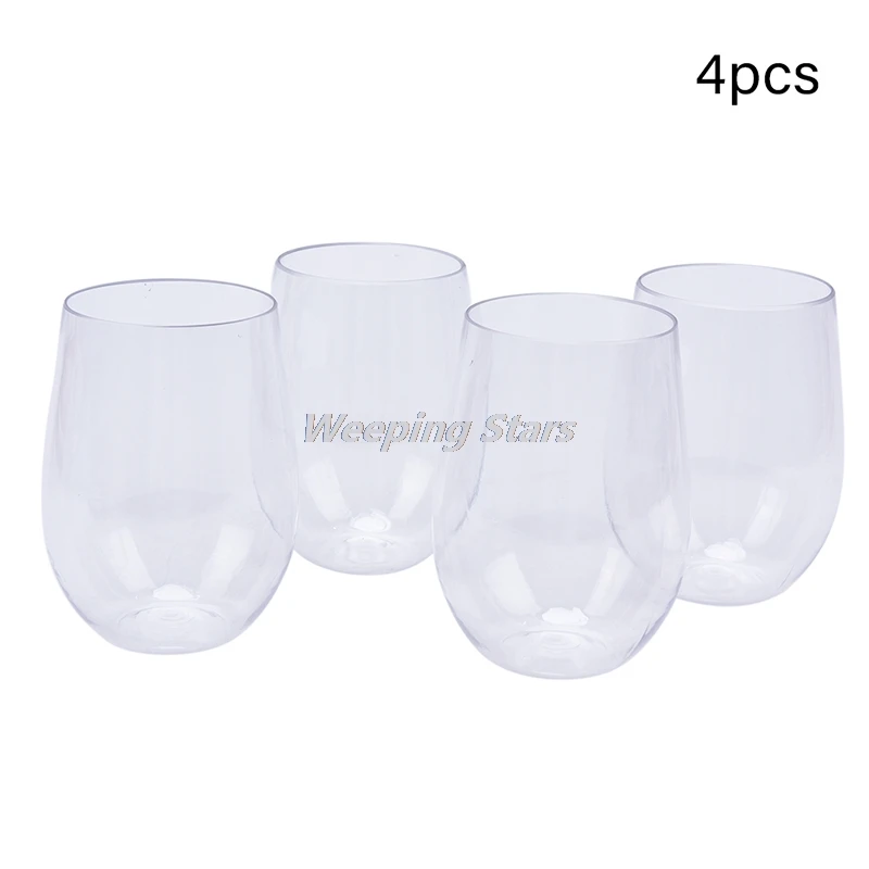

4 Pcs Unbreakable Red Wine Glass Shatterproof Plastic Glass Safe Reusable Beer Cup Whiskey glass Ice cream glass Champagne glass
