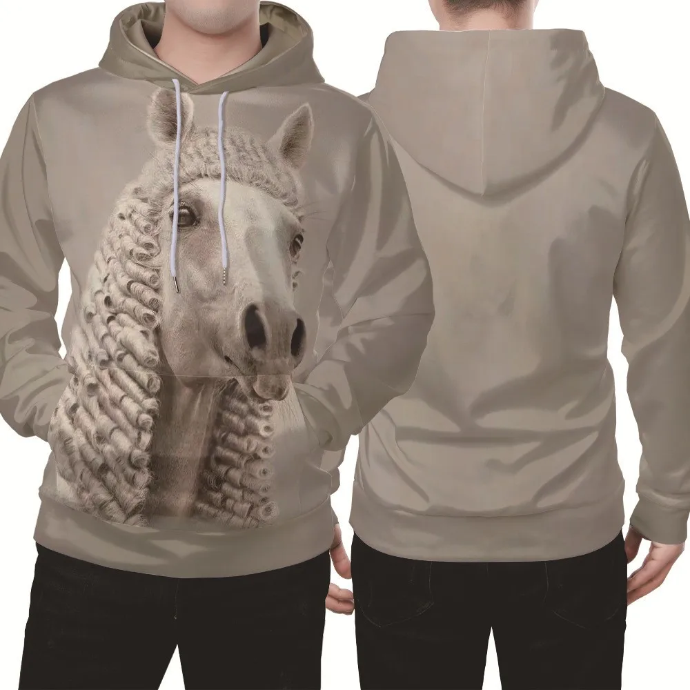 

2021 new hoodie unisex 3D horse print tops men and women spring and autumn sports streetwear