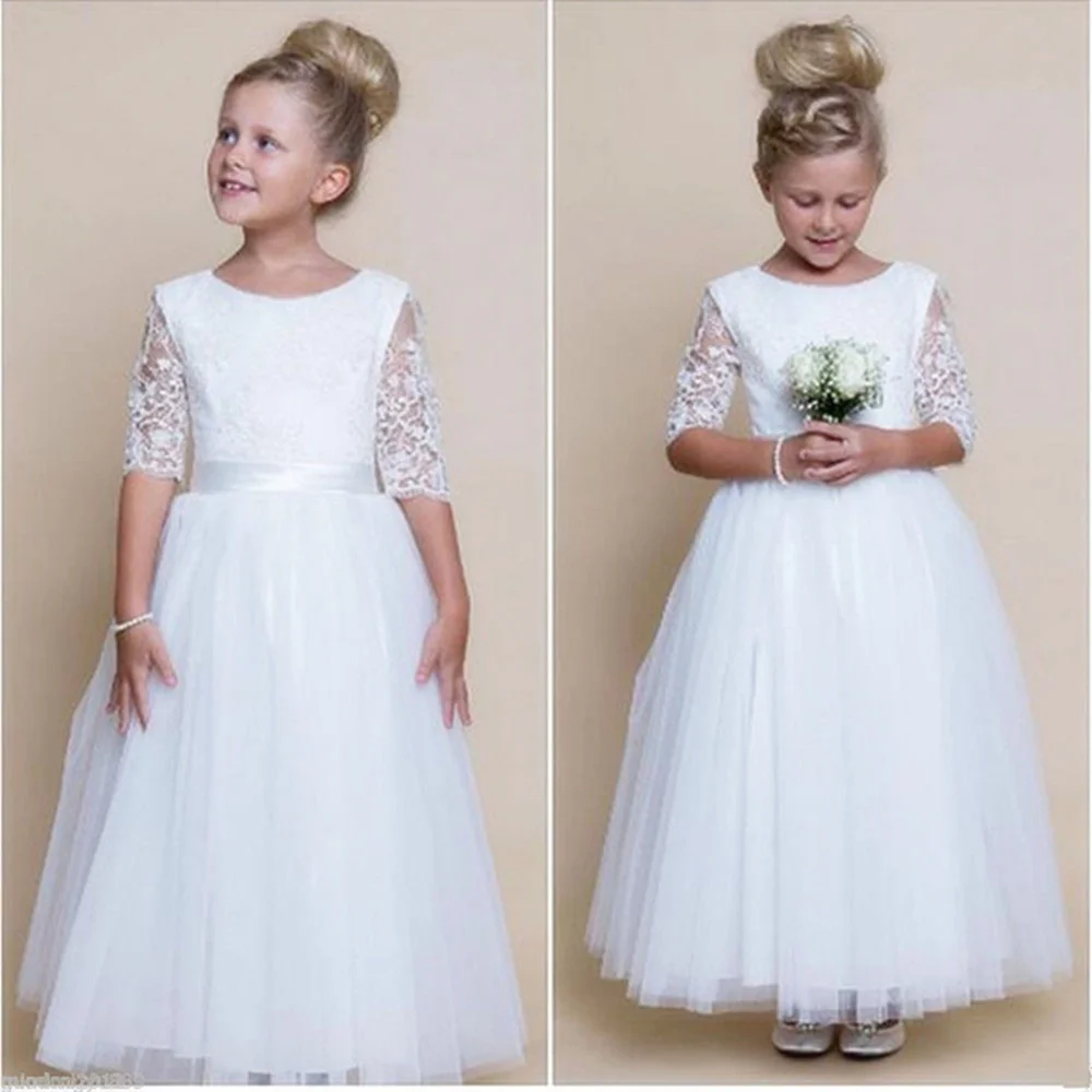 Фото Цветочные платья для девочек на свадьбу Тюлевое бальное платье принцессы с