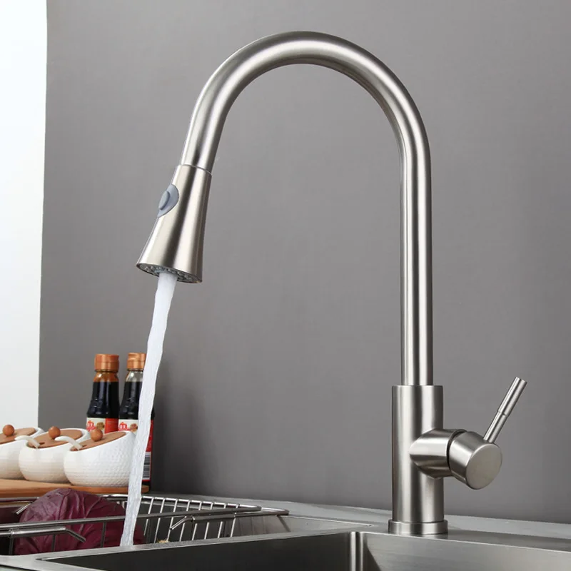 1270-A-brushed-2 Сенсорный кухонный кран Senducs Выдвижная кухонная раковина из нержавеющей стали кран Интеллектуальный матовый датчик кран и смеситель для кухонной раковины - Цвет: 1270-A-brushed-2