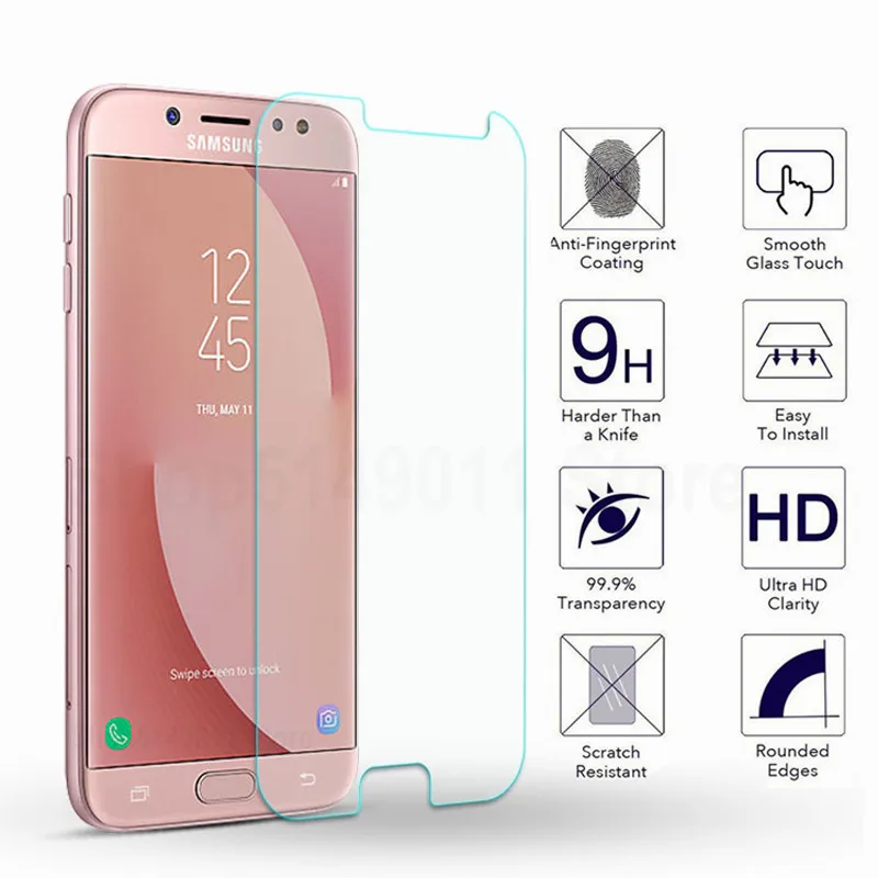 С уровнем твердости 9H HD закаленное Стекло на для Samsung Galaxy A3 A5 A7 J5 J3 J7 корпусы для телефонов стандарты защитное стекло-пленка