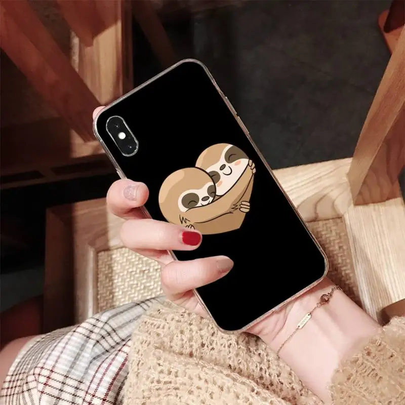 

MaiYaCa Cute Animals Sloth Mother Phone Case for iPhone 11 12 pro XS MAX 8 7 6 6S Plus X 5S SE 2020 XR case