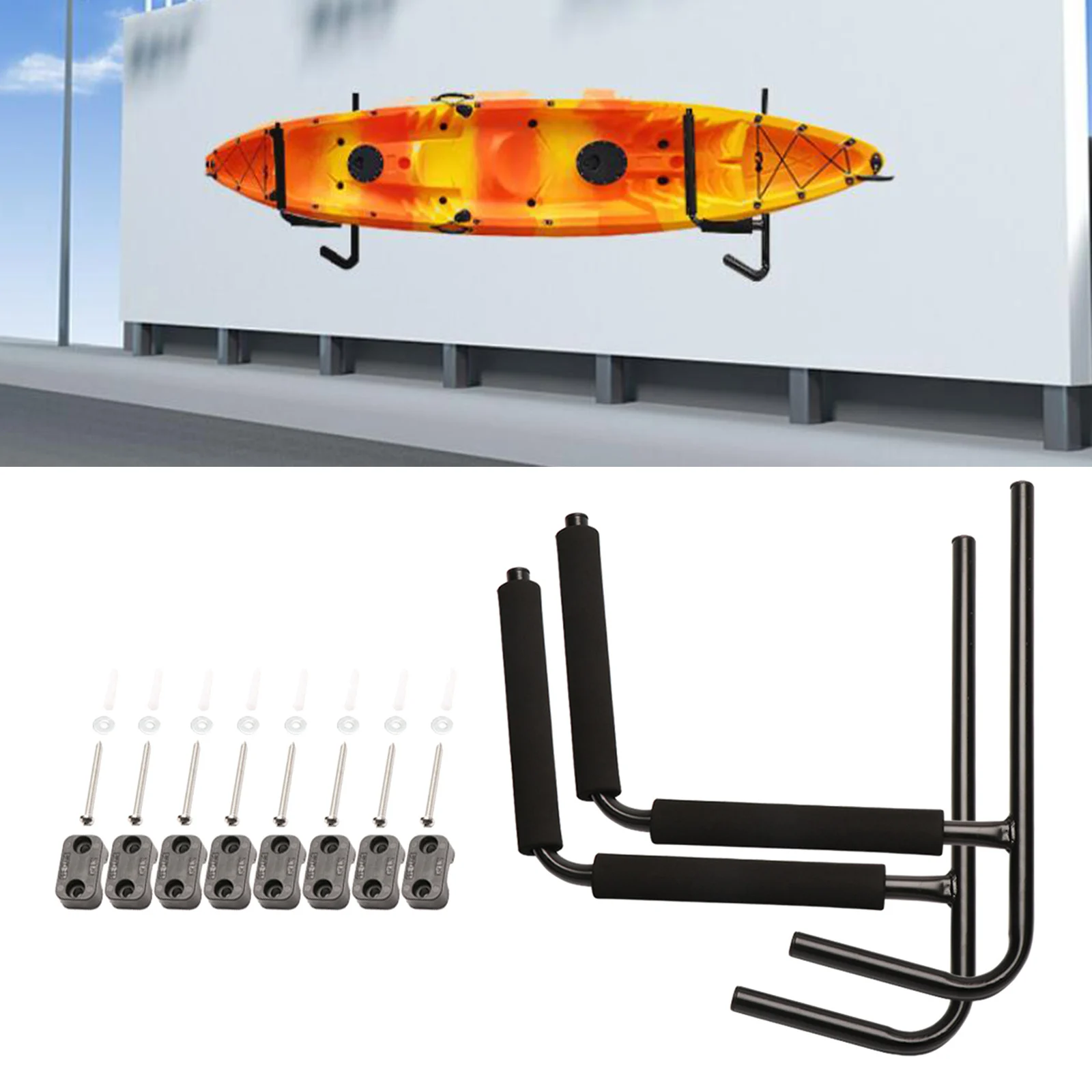 

2 Pieces Kayak Storage Hooks Garage Canoe Carrier Rack Surfboard Wall Mounted Bracket Paddle Holder Organizer Accessories