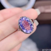 exquisite jewelry 925 sterling silver inset with gem womens popular noble oval lavender amethyst adjustable ring support detect