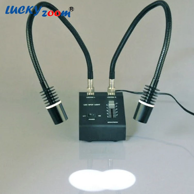 

Adjustable Cold LED Microscope Light Dual Goose-neck Optic Fiber Blacklit For Stereo Microscope Black 110-240V Illumination