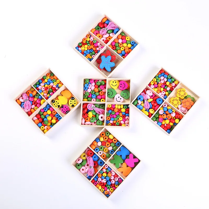 

DIY Ornament Accessories Children's Puzzle Bead Girl Necklace Bracelet String Beads Color Wooden Bead beads for jewelry making