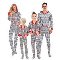 family matching jumpsuits christmas clothing homewear adult children parent child wear elk snowflake printed jumpsuit pajamas