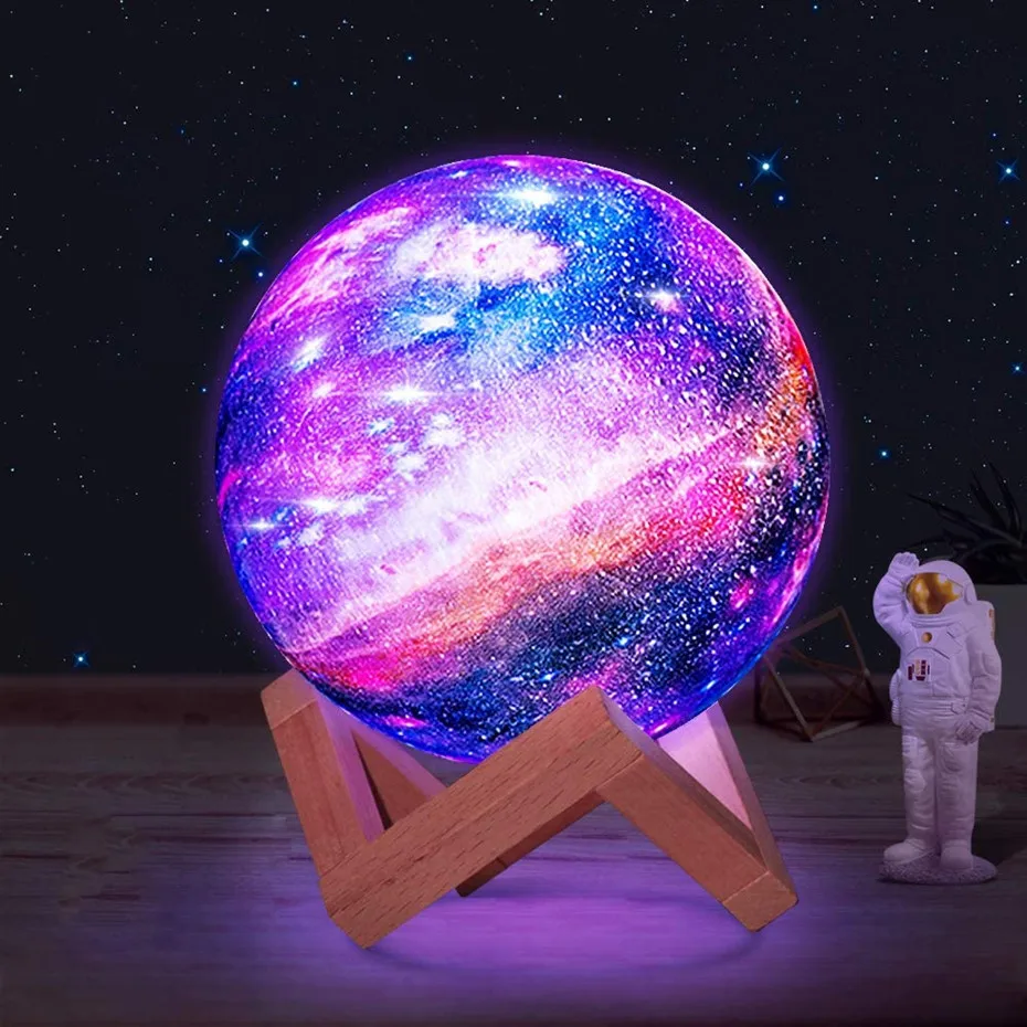 

3D Printing Galaxy Moon Lamp Moon Night Light Kids Night Light 16 Color Change Touch and Remote Control Galaxy Light As a Gift