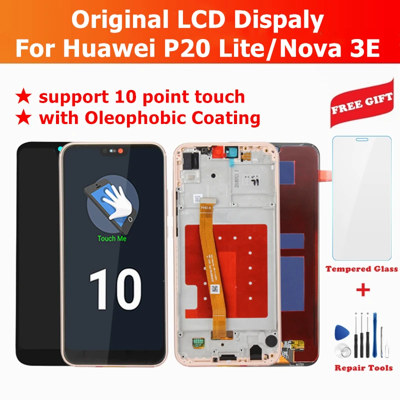 Оригинальный ЖК дисплей для Huawei P20 Lite / Nova 3e + рамка 10 сенсорный экран P20Lite