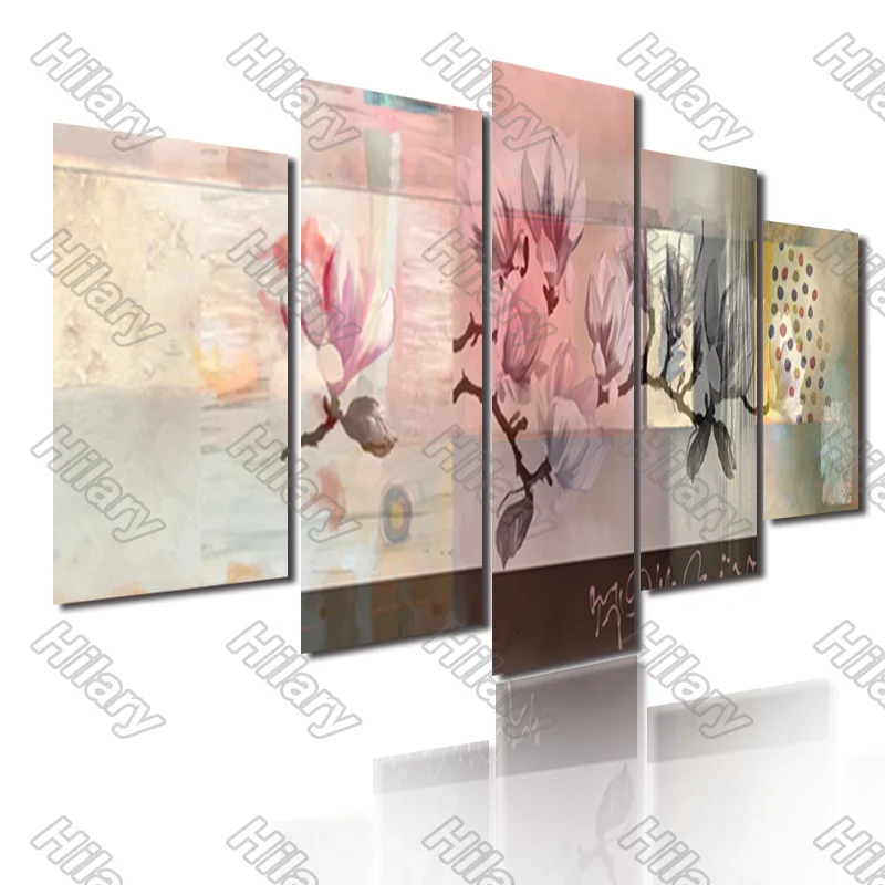 

Poster Abstract Flowers Pink Plant Painting 5Pcs Posters Painting Wall Art Decoration for Living Room and Bedroom Frameless