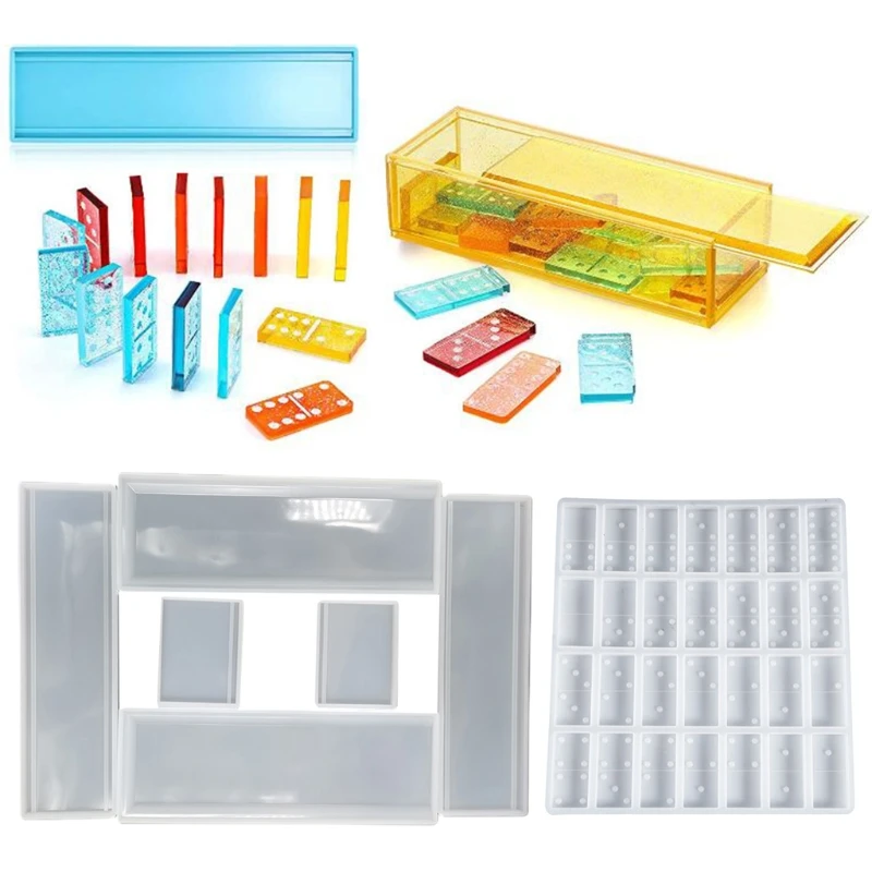 

1 Set Dominoes Epoxy Resin Mold Dominoes Storage Box Jewelry Case Holder Casting Silicone Mould DIY Crafts Jewelry Domino Tiles