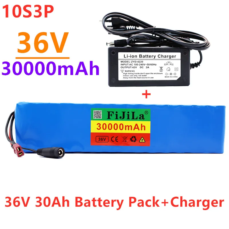 

Аккумулятор для электровелосипеда 36 В 10S3P 30 Ач, литий-ионный аккумулятор 18650, аккумулятор 500 Вт высокой мощности и емкости 42 в, для мотоцикла, ...