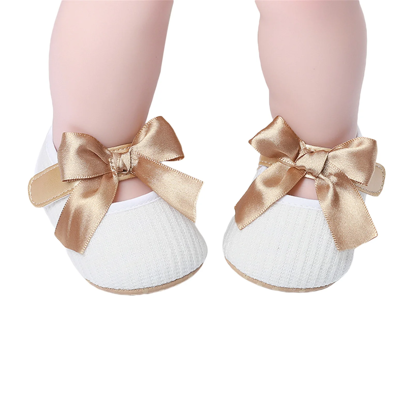 

Newborn Princess Bowknot Shoes Infant Hollow Out Prewalker with Hook and Loop Velcro Non-slip First Walkers