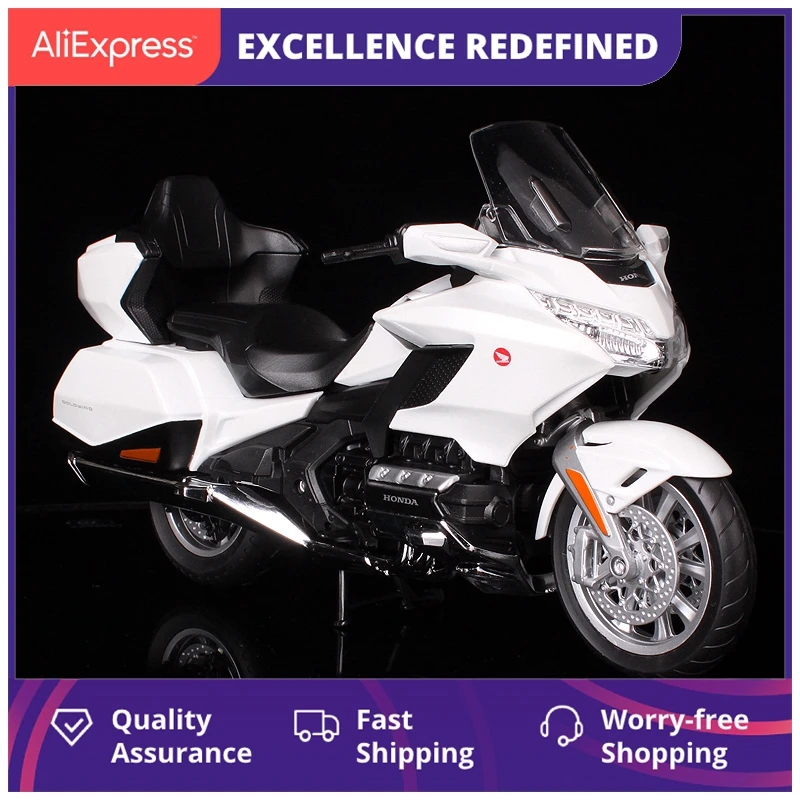 

1:12 2020 Honda Goldwing модель мотоцикла для путешествий литой под давлением игрушки Новая коробка Бесплатная коллекция для дома игрушки для детей и ...