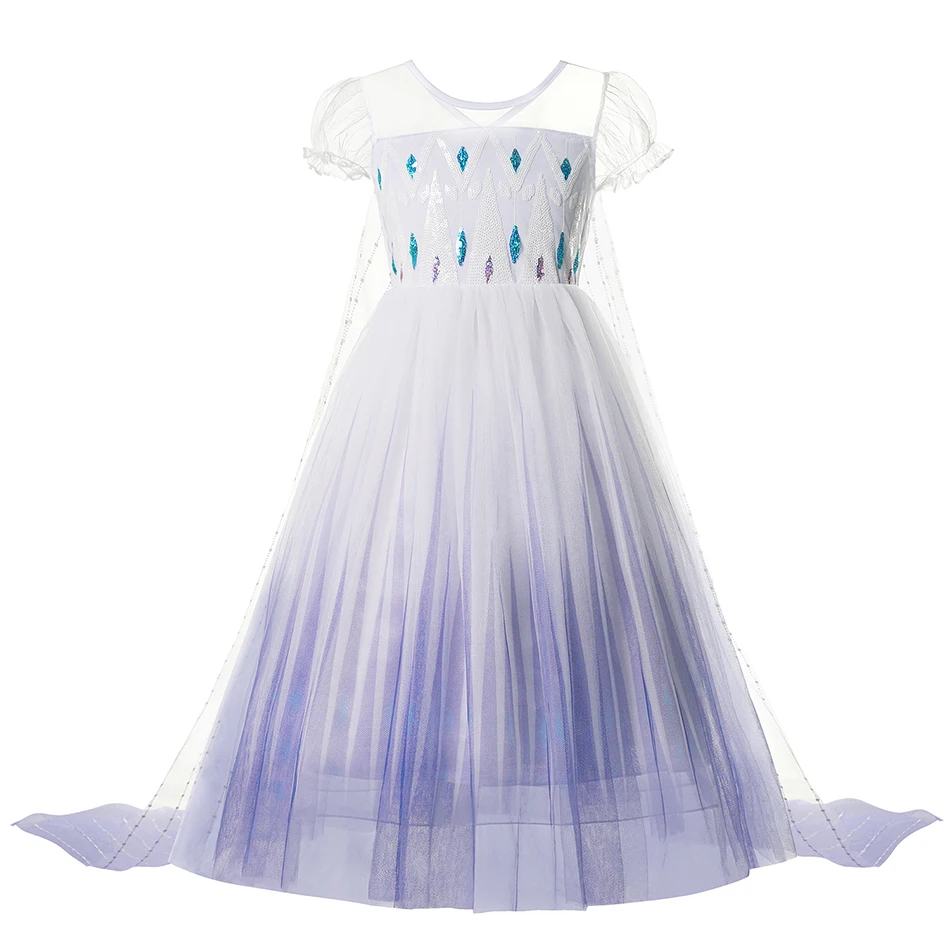 Эльзы кружевное платье принцессы с блестками Детские Снежная королева 2 платья