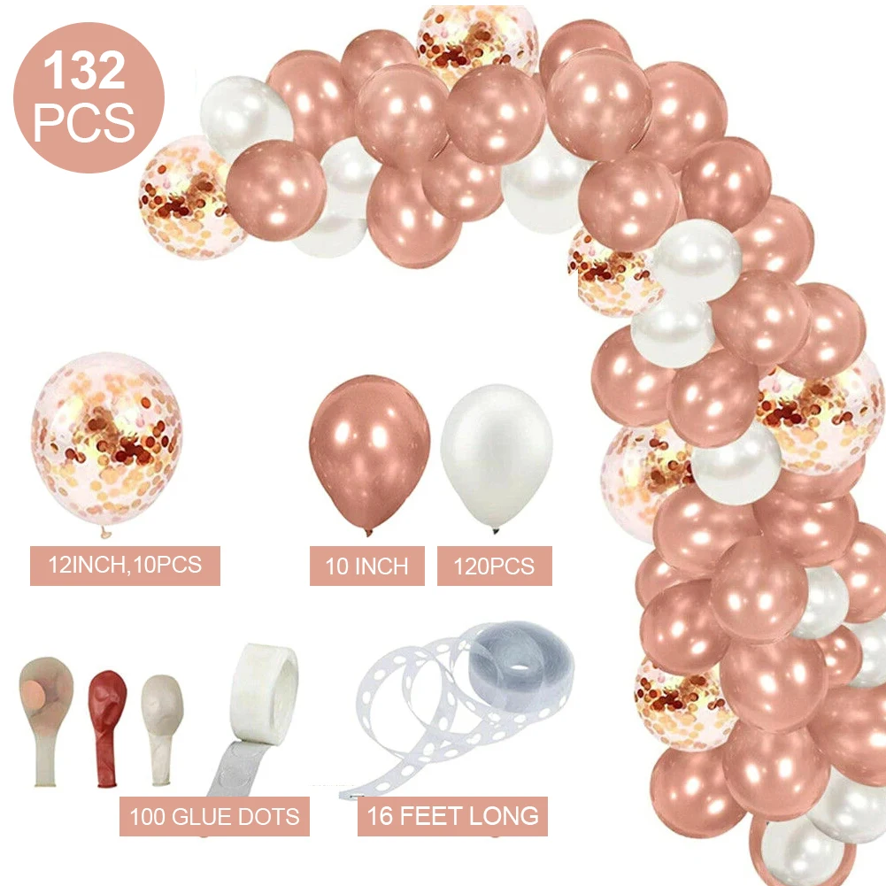 

132pcs Rose Gold Balloon Chain Set Sequin Combination Arched Balloon Door Holiday Party Decoration
