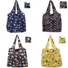 Складная сумка для покупок, многоразовая сумка для продуктов, Экологичная Сумка-тоут с принтом в виде мультяшных животных, кошек, собак, слонов, кактусов