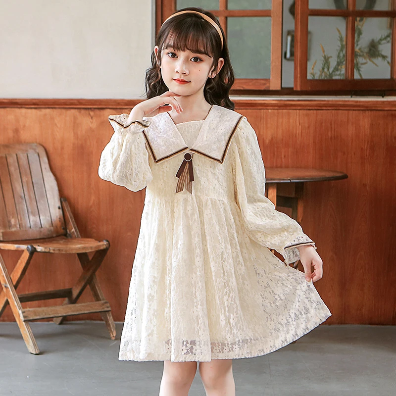 Girls Lace Dress Kids Teens Spring Autumn Clothes School Coat Outfit Children Cotton Blouse White Velvet Skirts enlarge