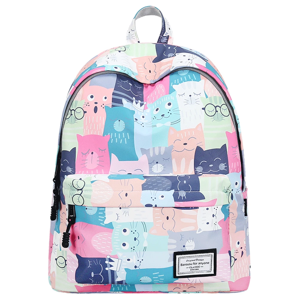 

Женский рюкзак с принтом кошки, повседневная вместительная сумка на плечо, школьный ранец, дорожная сумка для девочек-подростков