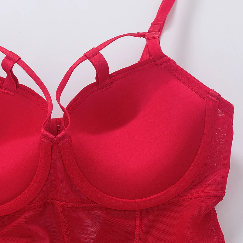 Sexy Lingerie Strappy Bodysuit Molded Cup Straps Decoration Gather Brassiere One-piece Sensual Lingerie Sexi Lingeri Woman